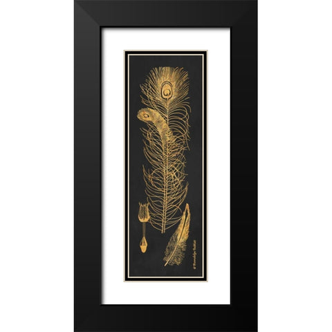 Gold Feathers II Black Modern Wood Framed Art Print with Double Matting by Babbitt, Gwendolyn