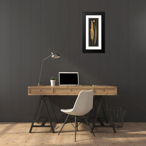 Gold Feathers III Black Modern Wood Framed Art Print with Double Matting by Babbitt, Gwendolyn