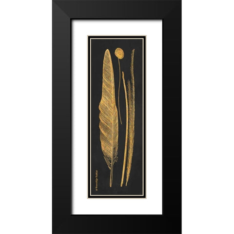 Gold Feathers III Black Modern Wood Framed Art Print with Double Matting by Babbitt, Gwendolyn