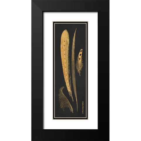 Gold Feathers IV Black Modern Wood Framed Art Print with Double Matting by Babbitt, Gwendolyn