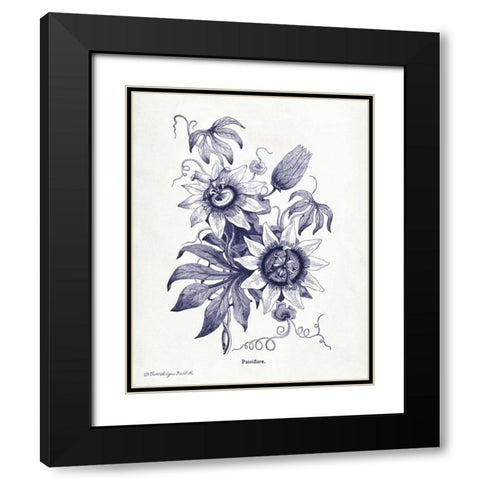 Indigo Botanical I Black Modern Wood Framed Art Print with Double Matting by Babbitt, Gwendolyn