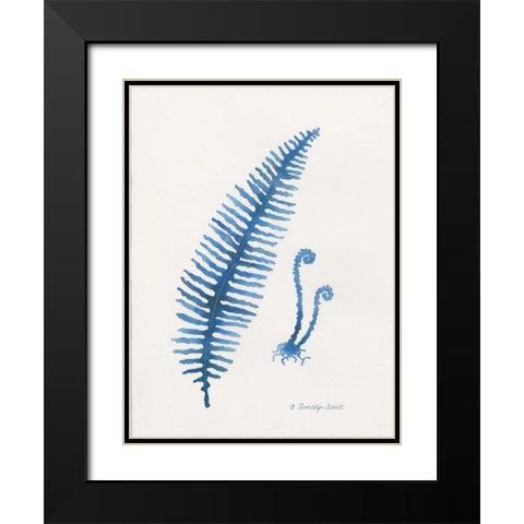Indigo Fern II Black Modern Wood Framed Art Print with Double Matting by Babbitt, Gwendolyn