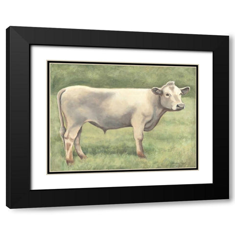 Cow in Field Black Modern Wood Framed Art Print with Double Matting by Babbitt, Gwendolyn