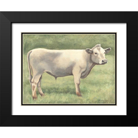 Cow in Field Black Modern Wood Framed Art Print with Double Matting by Babbitt, Gwendolyn
