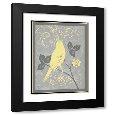 Grey and Yellow Bird III Black Modern Wood Framed Art Print with Double Matting by Babbitt, Gwendolyn
