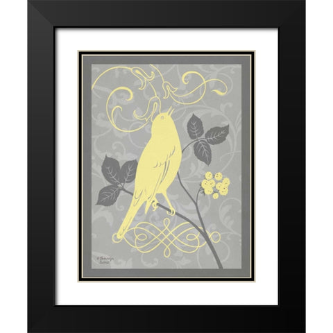 Grey and Yellow Bird III Black Modern Wood Framed Art Print with Double Matting by Babbitt, Gwendolyn