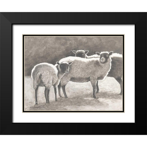 Three Heirloom Sheep Black Modern Wood Framed Art Print with Double Matting by Babbitt, Gwendolyn
