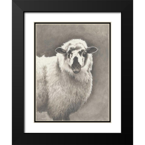 Heirloom Madras Sheep Black Modern Wood Framed Art Print with Double Matting by Babbitt, Gwendolyn