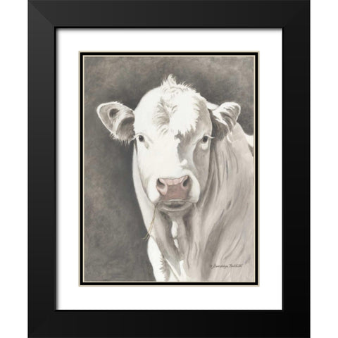 White Bull Black Modern Wood Framed Art Print with Double Matting by Babbitt, Gwendolyn
