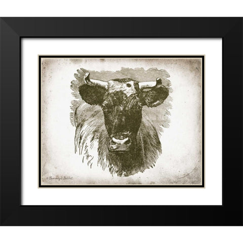 Cow Face I Black Modern Wood Framed Art Print with Double Matting by Babbitt, Gwendolyn