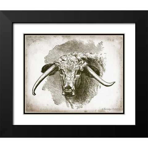 Cow Face II Black Modern Wood Framed Art Print with Double Matting by Babbitt, Gwendolyn