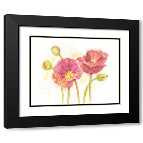 Happy Poppies Black Modern Wood Framed Art Print with Double Matting by Babbitt, Gwendolyn