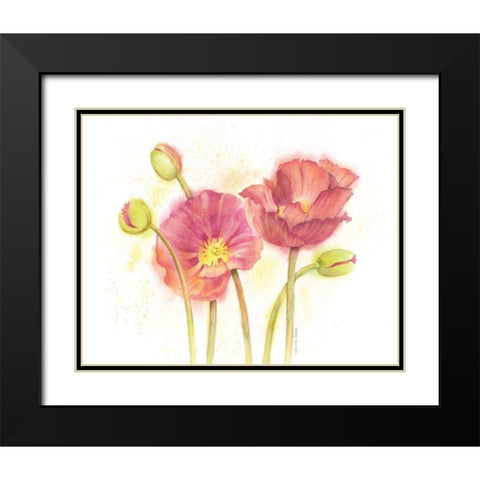 Happy Poppies Black Modern Wood Framed Art Print with Double Matting by Babbitt, Gwendolyn