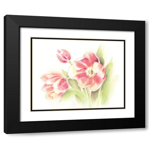 Happy Tulips Black Modern Wood Framed Art Print with Double Matting by Babbitt, Gwendolyn