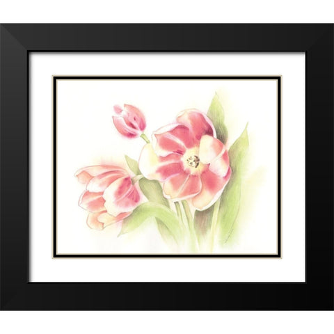 Happy Tulips Black Modern Wood Framed Art Print with Double Matting by Babbitt, Gwendolyn