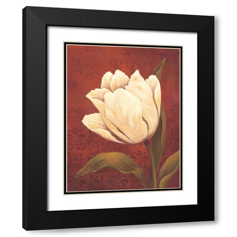 Tulip on Red Black Modern Wood Framed Art Print with Double Matting by Belamar, Ella