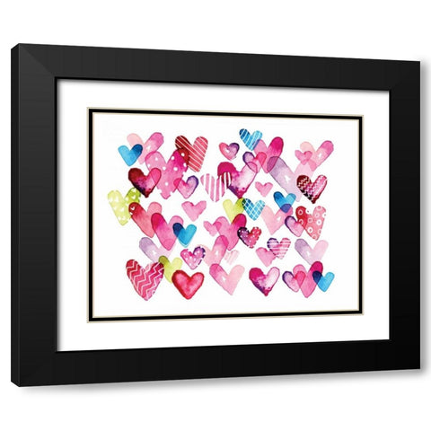 I Heart You Hearts Black Modern Wood Framed Art Print with Double Matting by Berrenson, Sara