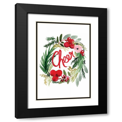 Cheer Wreath Black Modern Wood Framed Art Print with Double Matting by Berrenson, Sara