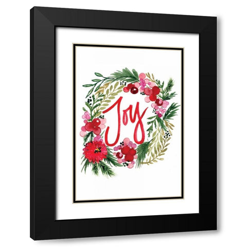 Joy Wreath Black Modern Wood Framed Art Print with Double Matting by Berrenson, Sara