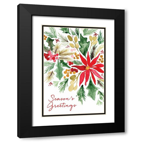 Poinsettia Pine Black Modern Wood Framed Art Print with Double Matting by Berrenson, Sara