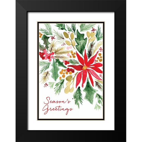Poinsettia Pine Black Modern Wood Framed Art Print with Double Matting by Berrenson, Sara