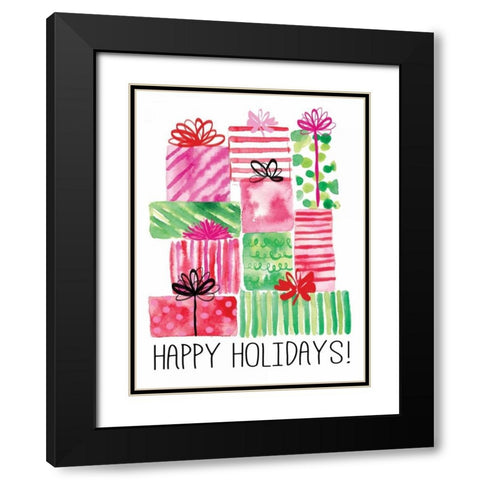 Watercolor Presents Black Modern Wood Framed Art Print with Double Matting by Berrenson, Sara