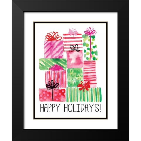 Watercolor Presents Black Modern Wood Framed Art Print with Double Matting by Berrenson, Sara