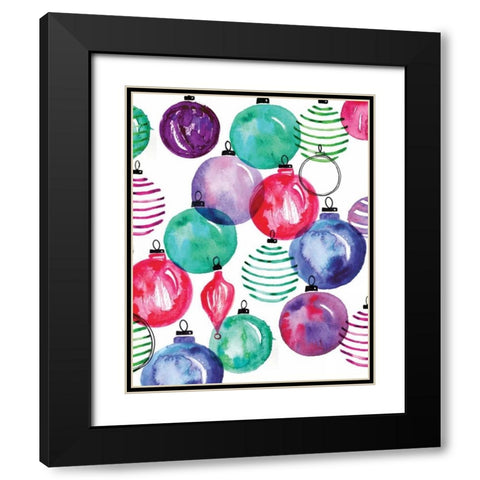 Watercolor Ornaments Black Modern Wood Framed Art Print with Double Matting by Berrenson, Sara