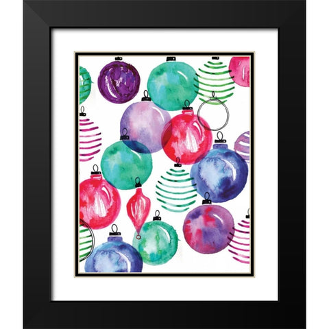 Watercolor Ornaments Black Modern Wood Framed Art Print with Double Matting by Berrenson, Sara