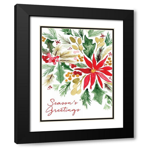 Poinsettia Pine Black Modern Wood Framed Art Print with Double Matting by Berrenson, Sara