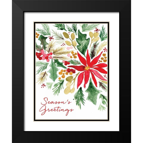Poinsettia Pine Black Modern Wood Framed Art Print with Double Matting by Berrenson, Sara