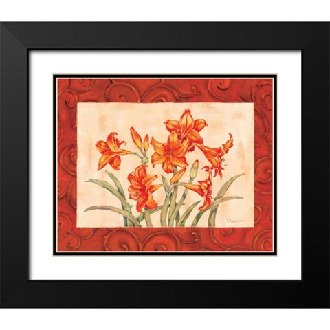 Linen Scroll Tulip Black Modern Wood Framed Art Print with Double Matting by Brent, Paul