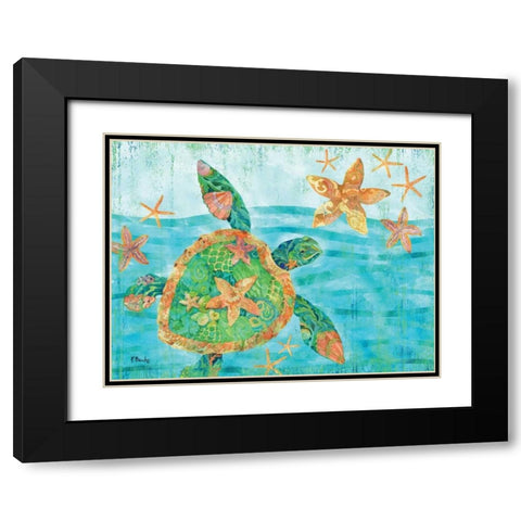 Nassau Turtle Black Modern Wood Framed Art Print with Double Matting by Brent, Paul