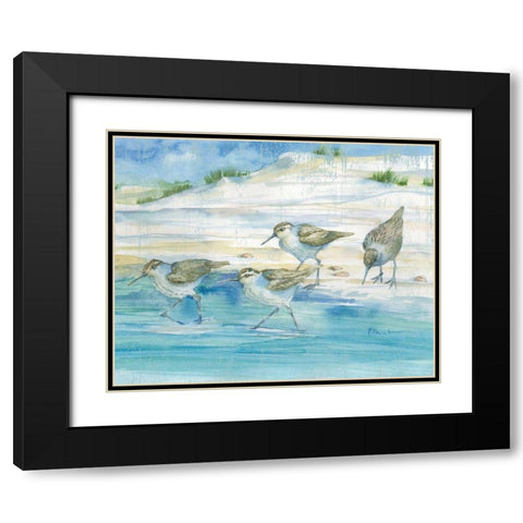 Sandy Sandpipers II Black Modern Wood Framed Art Print with Double Matting by Brent, Paul