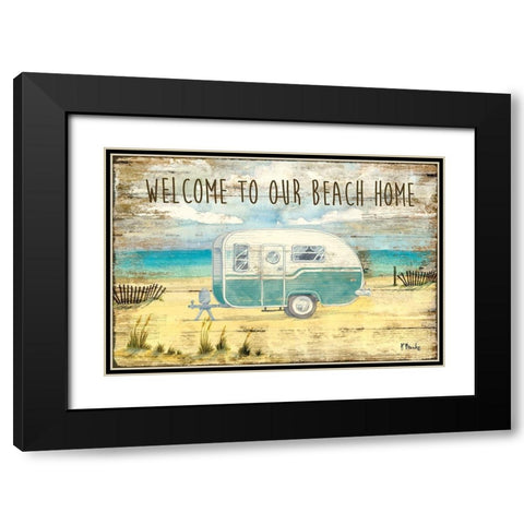 Beach Camping Black Modern Wood Framed Art Print with Double Matting by Brent, Paul