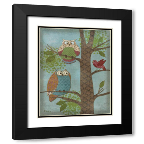 Fantasy Owls Vertical II Black Modern Wood Framed Art Print with Double Matting by Brent, Paul