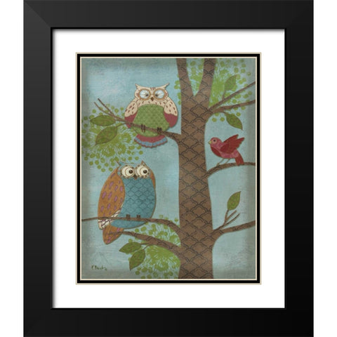 Fantasy Owls Vertical II Black Modern Wood Framed Art Print with Double Matting by Brent, Paul