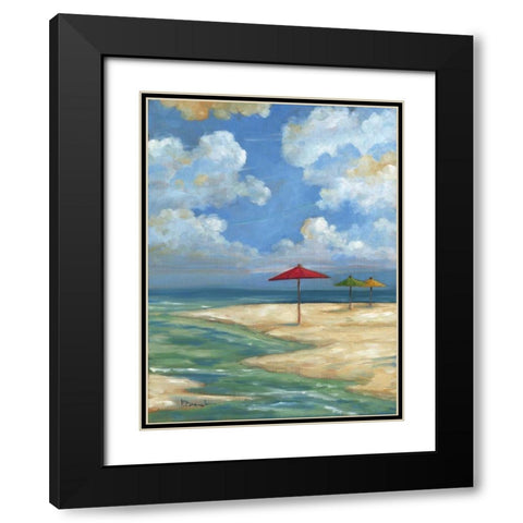 Umbrella Beachscape I Black Modern Wood Framed Art Print with Double Matting by Brent, Paul
