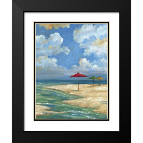 Umbrella Beachscape I Black Modern Wood Framed Art Print with Double Matting by Brent, Paul