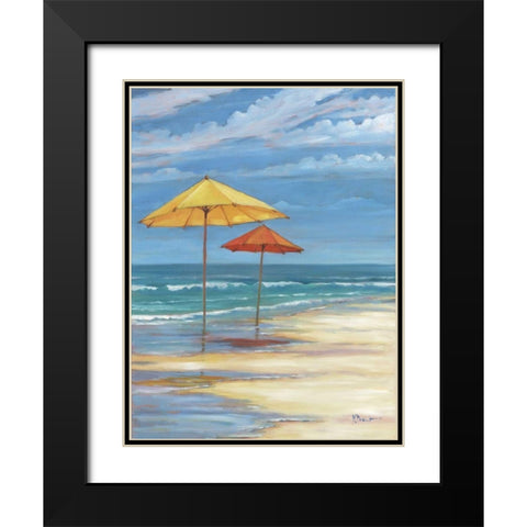Umbrella Beachscape II Black Modern Wood Framed Art Print with Double Matting by Brent, Paul