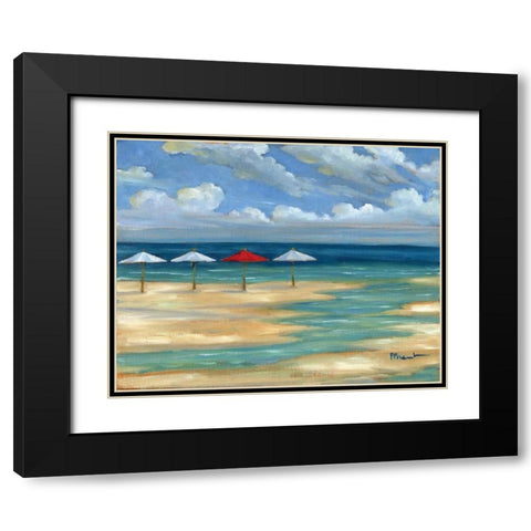Umbrella Beachscape III Black Modern Wood Framed Art Print with Double Matting by Brent, Paul