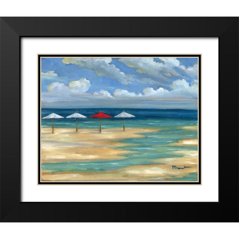 Umbrella Beachscape III Black Modern Wood Framed Art Print with Double Matting by Brent, Paul