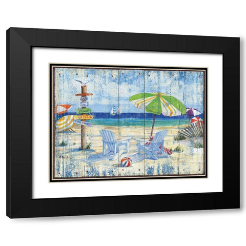 Beach Signs I Black Modern Wood Framed Art Print with Double Matting by Brent, Paul