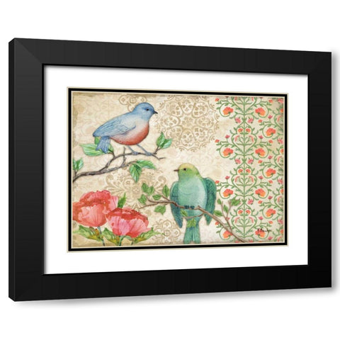 Blossoming Birds II Black Modern Wood Framed Art Print with Double Matting by Brent, Paul