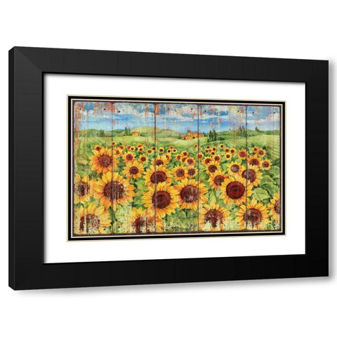 Sunflower Field Black Modern Wood Framed Art Print with Double Matting by Brent, Paul