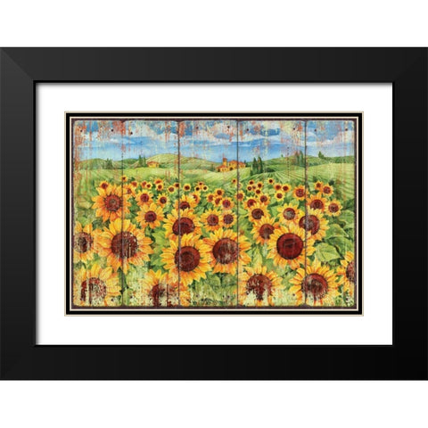 Sunflower Field Black Modern Wood Framed Art Print with Double Matting by Brent, Paul