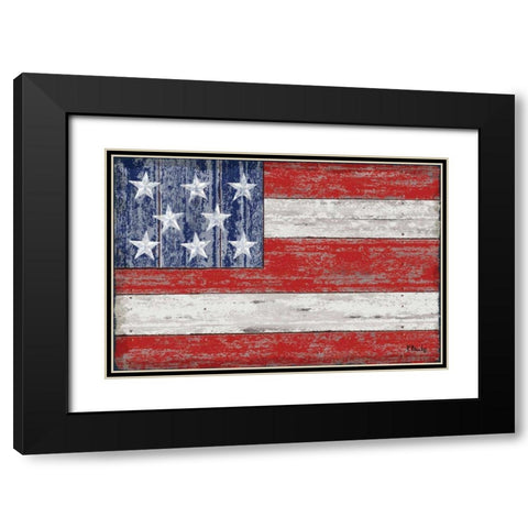 American Flag Black Modern Wood Framed Art Print with Double Matting by Brent, Paul