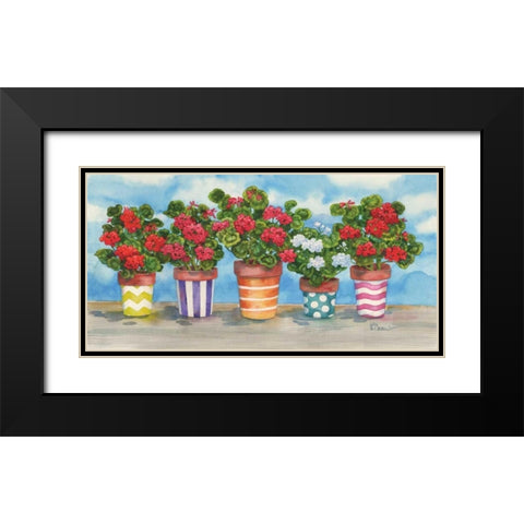 Fancy Pots Geraniums Black Modern Wood Framed Art Print with Double Matting by Brent, Paul