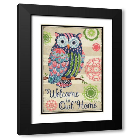Groovy Owls II Black Modern Wood Framed Art Print with Double Matting by Brent, Paul