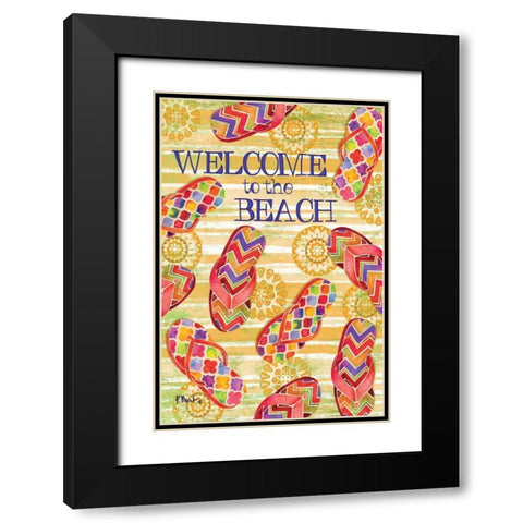 Sarasota Sandals Welcome Black Modern Wood Framed Art Print with Double Matting by Brent, Paul